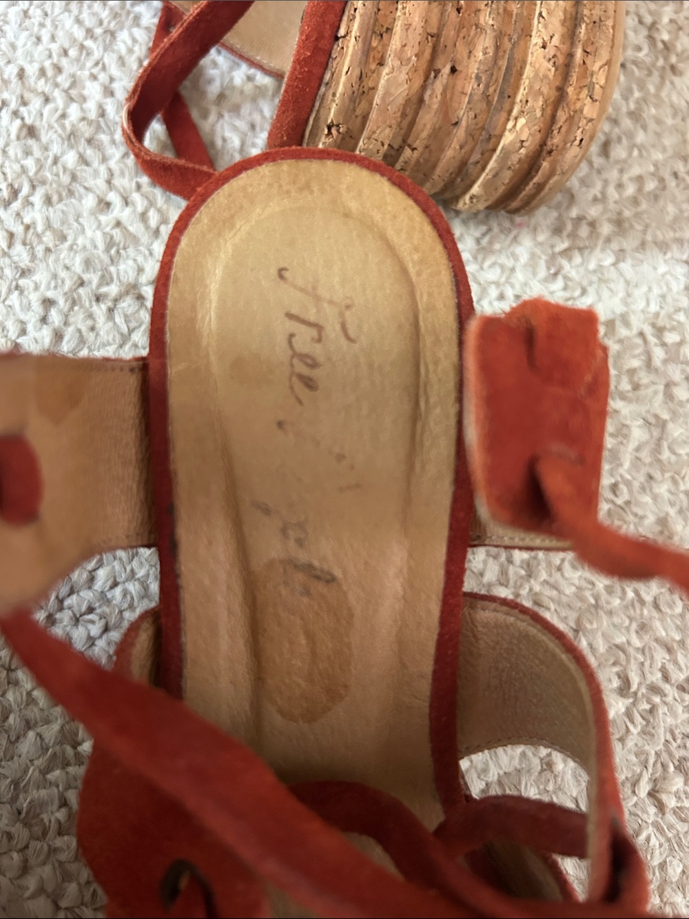 Women's Suede Lace-Up Sandals in Rust Orange - Picture 5 of 5